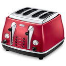 DeLonghi 4 Slice Toaster | CTOM4003.R DeLonghi Toaster Euronics Ireland