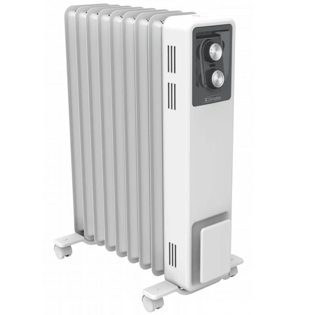 Dimplex OCR20 2kW oil-filled column radiator, angled view from the front