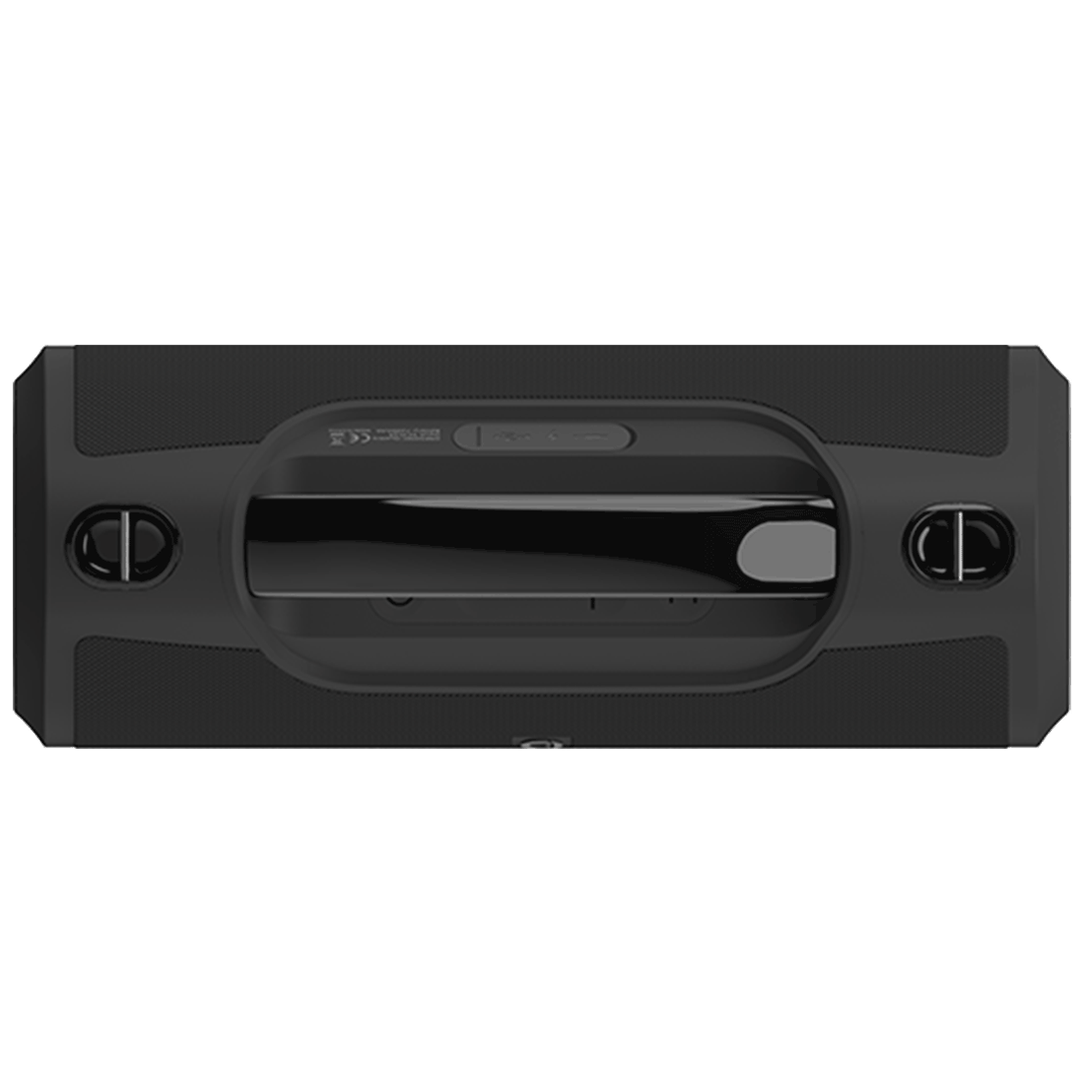 OneSonic Quattro Bluetooth speaker in black, top view of the carry handle