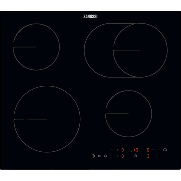 Zanussi 4 Zone Electric Ceramic Hob | Black Zanussi Hob Euronics Ireland